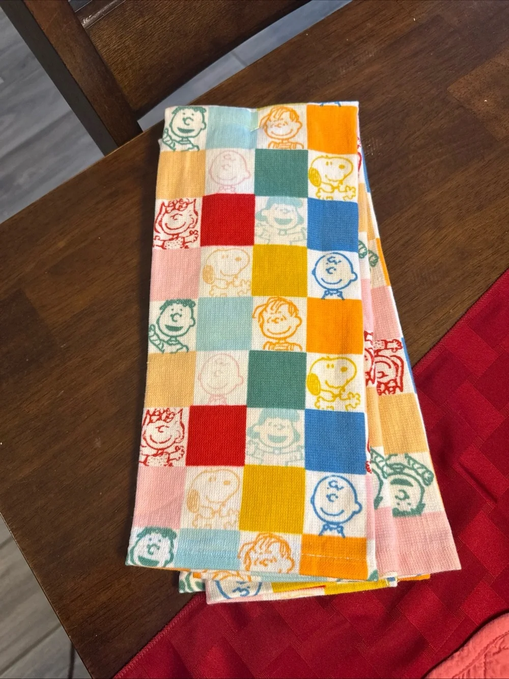 Peanuts snoopy Multicolor Checkered Kitchen Towel